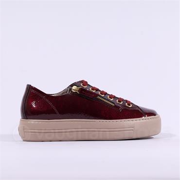 Paul Green Side Zip Platform Trainer - Wine Patent